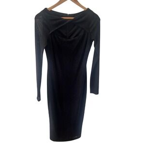 Alexia Admor Black Cocktail Party Dress Sleek Fitted sz Small Sleek Classy